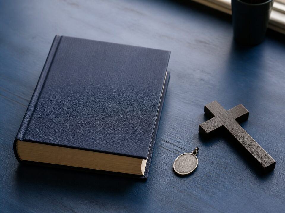 Confirmation gift guide: a devotional object arranged on a worktable
