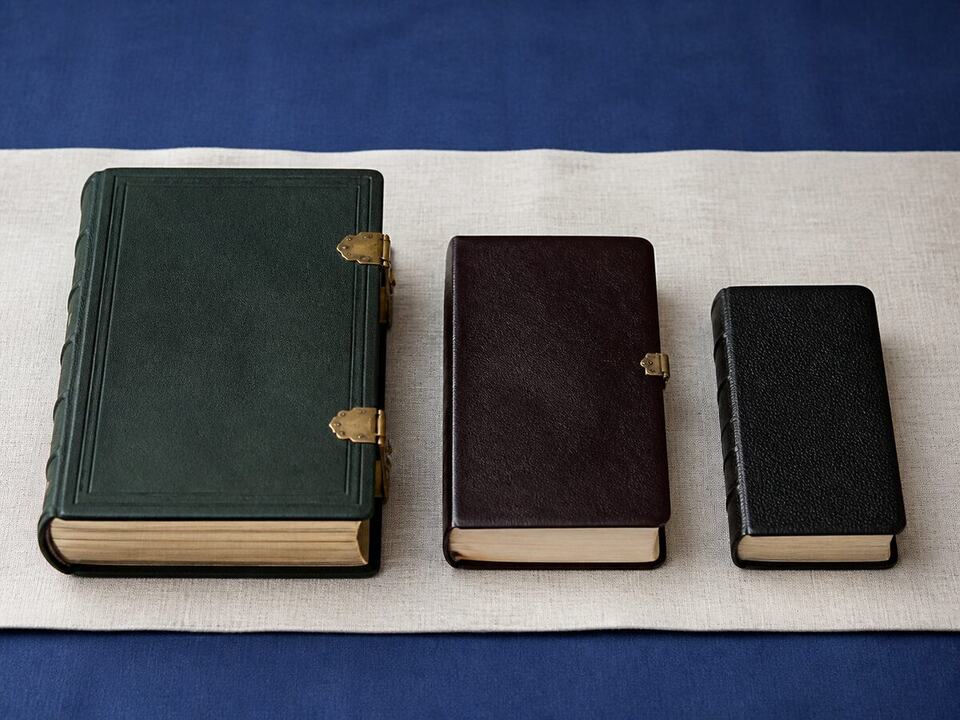 Missal vs prayer book vs Bible: a devotional object arranged on a worktable